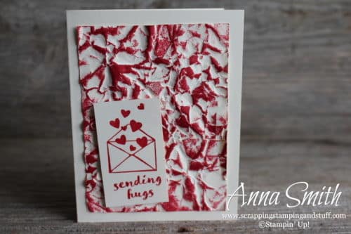 Stampin' Up! One For All sending hugs card idea with easy crumpled paper technique #simplestamping