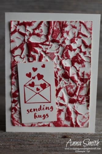 Stampin' Up! One For All sending hugs card idea with easy crumpled paper technique #simplestamping