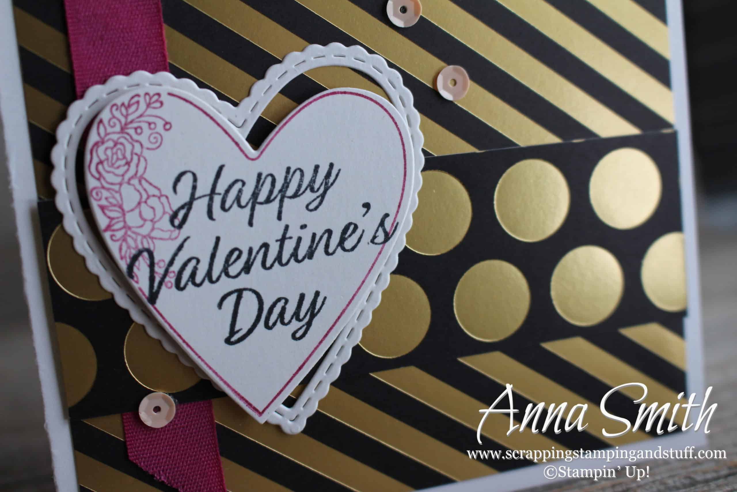 Glitzy Gold and Black Happy Valentine’s Day Card