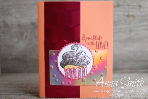 Cute cupcake card idea made with the Stampin' Up! Hello Cupcake stamp set, get it free now through March 31!