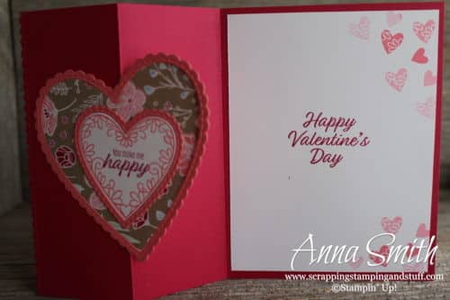 Stampin' Up! Meant to Be card idea for Valentine's Day with a fancy fold and the All My Love designer paper, love, hearts