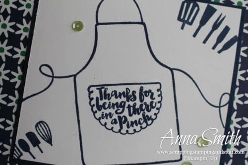 Cute thank you card idea made with the Stampin' Up! Apron of Love stamp set. Cooking, baking card idea with an apron.