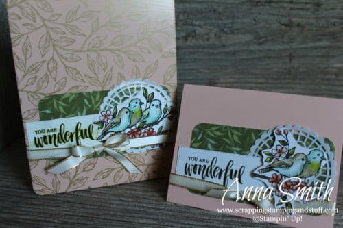 Handmade Card and Matching Tin Gift Set Made Using Stampin' Up! Bird Ballad Designer Paper and Decorative Tin