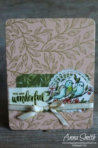 Handmade Card and Matching Tin Gift Set Made Using Stampin' Up! Bird Ballad Designer Paper and Decorative Tin