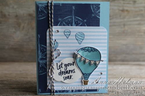 Lovely hot air balloon card idea made using the Stampin' Up! Above the Clouds stamp set and hot air balloon punch