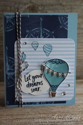 Lovely hot air balloon card idea made using the Stampin' Up! Above the Clouds stamp set and hot air balloon punch