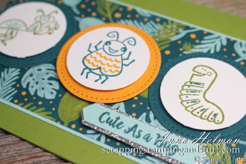 Cute as a bug little boy kids card idea made using the Stampin Up Wiggle Worm stamp set 2019-2020 Annual Catalog
