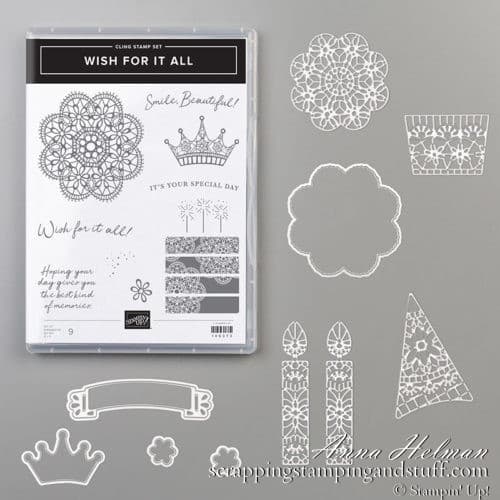 Stampin Up Wish For It All Stamp Set and Doily Wishes Dies Bundle