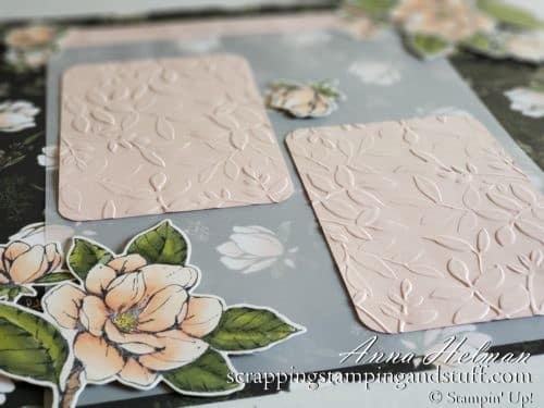 Gorgeous floral scrapbook page idea using the Stampin Up Good Morning Magnolia stamp set and Magnolia Lane designer paper