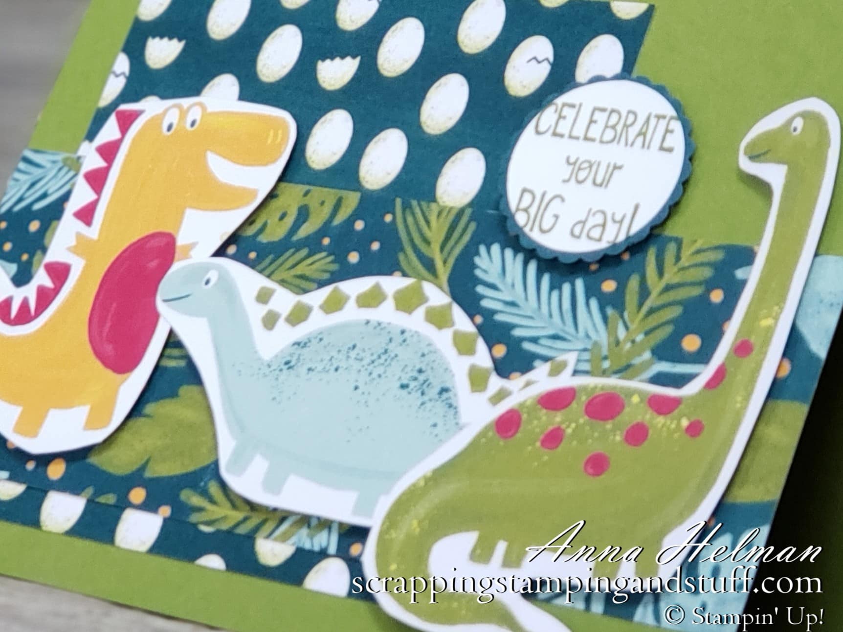A Cute Dinosaur Card Idea with Dinoroar Designer Paper