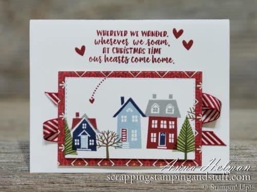 Cute Christmas card idea using the Stampin Up From Our House to Your stamp set - perfect for someone who has moved away from home! Holiday 2019 Catalog card idea