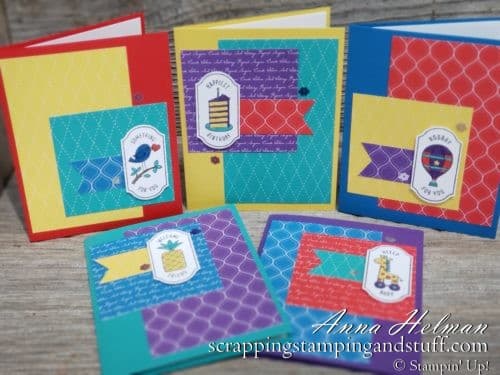 Giveaway Week!! Win the Stampin Up Time For Tags stamp set, used to make this cute card assortment. Visit blog for your chance to win!