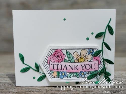 Win the Stampin Up Believe You Can stamp set during Giveaway Week!! Pretty thank you card idea from the 2019-2020 annual catalog.
