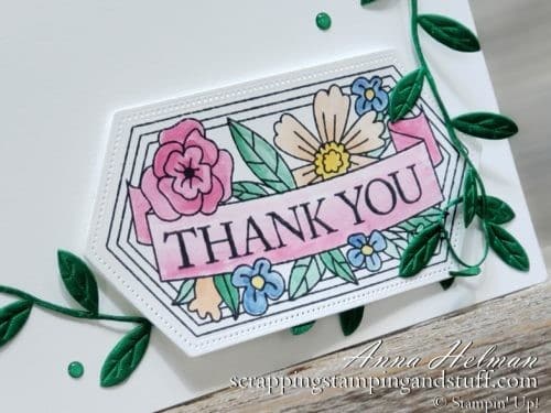 Win the Stampin Up Believe You Can stamp set during Giveaway Week!! Pretty thank you card idea from the 2019-2020 annual catalog.