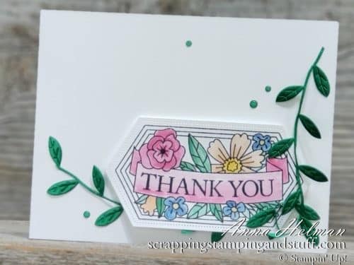 Win the Stampin Up Believe You Can stamp set during Giveaway Week!! Pretty thank you card idea from the 2019-2020 annual catalog.