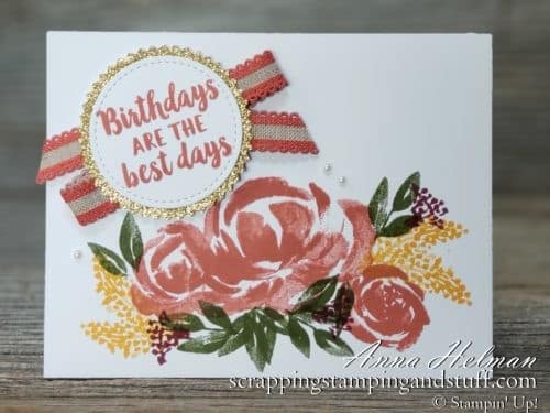 Handmade birthday card idea made with the Stampin Up Beautiful Friendship stamp set in the 2019-2020 annual catalog