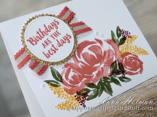 Handmade birthday card idea made with the Stampin Up Beautiful Friendship stamp set in the 2019-2020 annual catalog