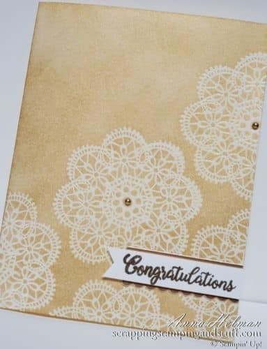 Gold wedding card idea using the emboss resist technique and Stampin Up Wish For It All and Beautiful Bouquet stamp sets. Would be a great anniversary card too!