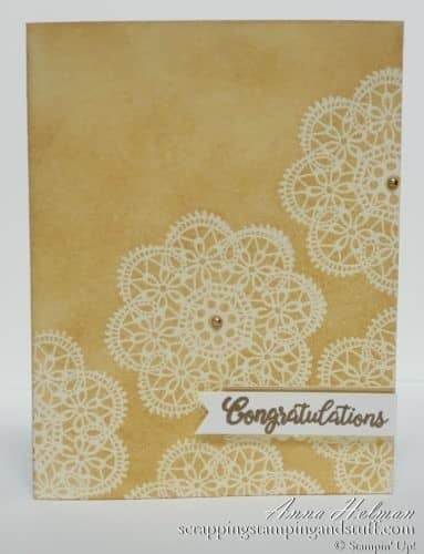 Gold wedding card idea using the emboss resist technique and Stampin Up Wish For It All and Beautiful Bouquet stamp sets. Would be a great anniversary card too!
