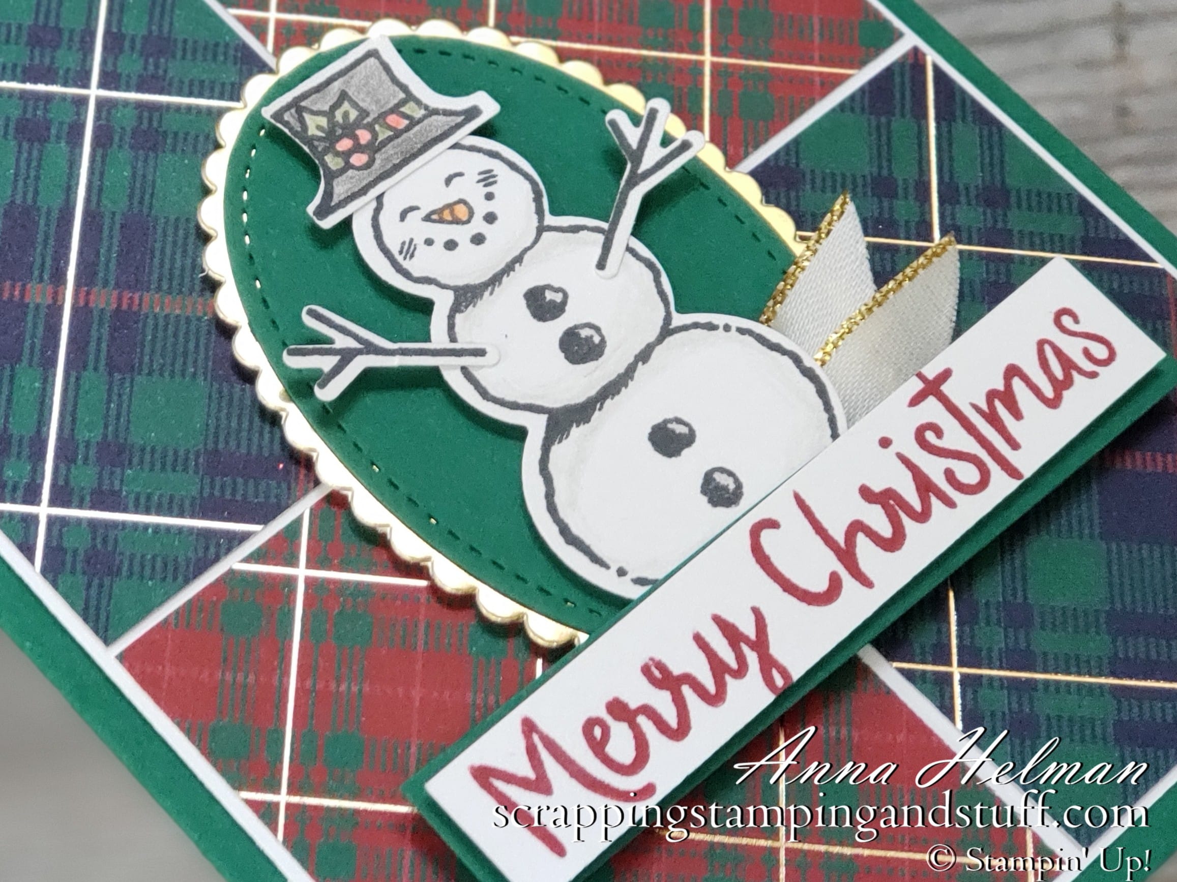 Perfectly Plaid Snowman Christmas Card