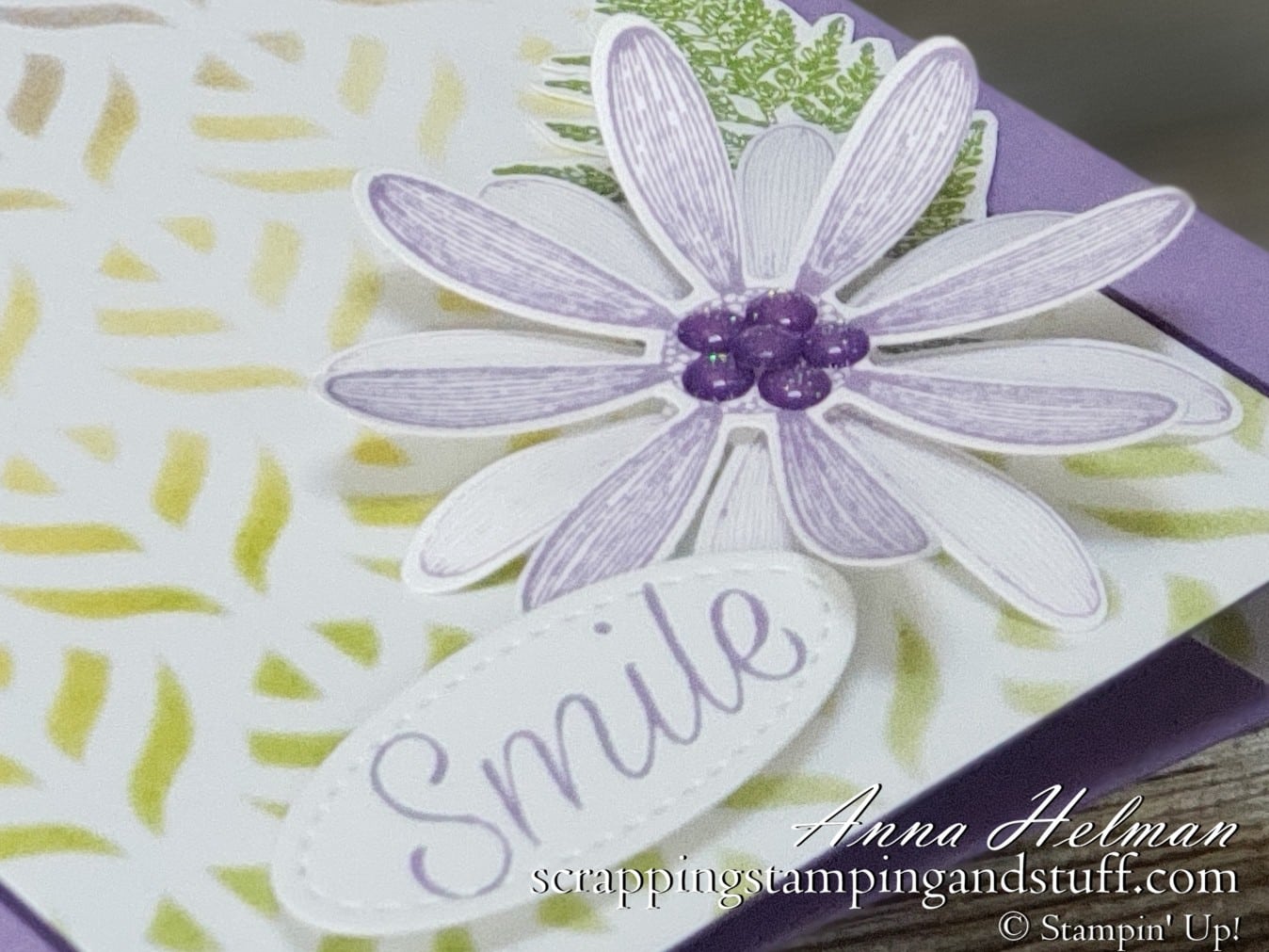 Pretty purple flower just because card idea made with Stampin Up Daisy Lane stamp set and daisy punch in the 2019-2020 annual catalog