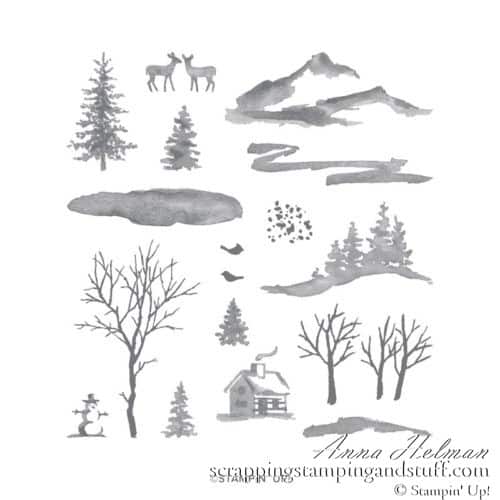 Stampin Up Snow Front Stamp Set Log Cabin Stamp Set