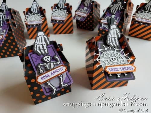 Paper Pumpkin is an amazing craft subscription box that arrives on your doorstep once each month! This was the September 2019 Paper Pumkin Kit Bone Appetit for DIY Halloween treat boxes!