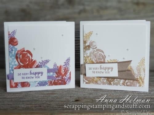 Beautiful floral card made with the Stampin Up Beautiful Friendship stamp set and new Delicata metallic ink pads! Made in two different color schemes! Great for friendship, thank you, birthday or just because!