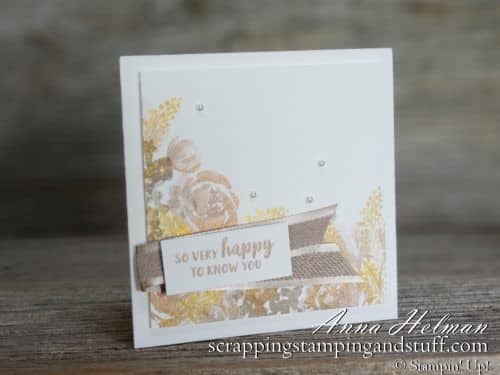 Beautiful floral card made with the Stampin Up Beautiful Friendship stamp set and new Delicata metallic ink pads! Made in two different color schemes! Great for friendship, thank you, birthday or just because!