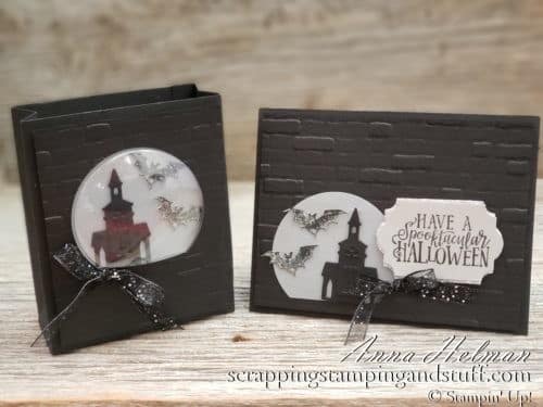 Spooky DIY Halloween paper lantern made using the Stampin Up Snow Globe Scenes dies and coordinating products! Perfect for Trick-or-Treat night!