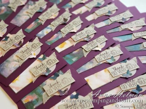 My card swaps for OnStage! A group of handmade butterfly cards using a butterfly punch and Stampin Up Butterfly Gala stamp set