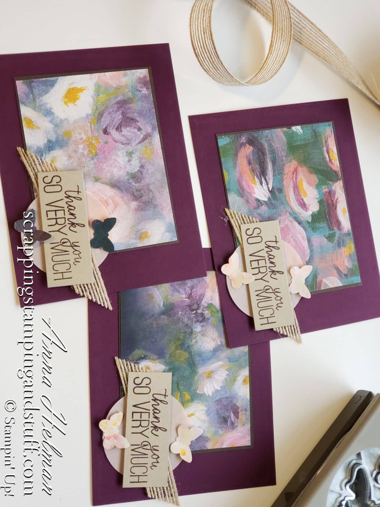 My card swaps for OnStage! A group of handmade butterfly cards using a butterfly punch and Stampin Up Butterfly Gala stamp set