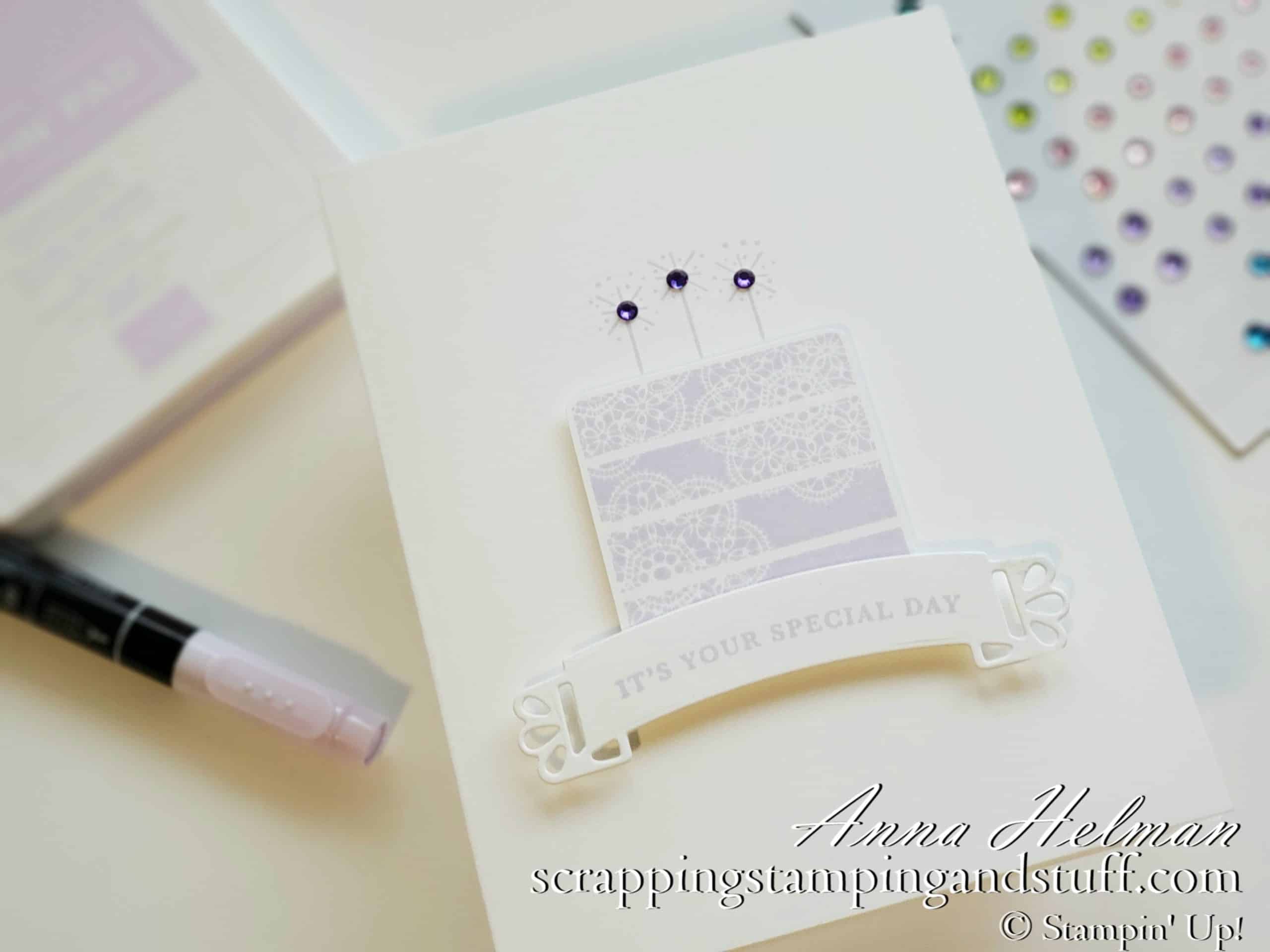 A Pretty Purple Birthday Cake Card