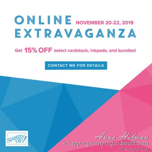 Stampin Up Online Extravaganza Sale Flyer - Cardstock, Ink Pad and Bundles Are On Sale