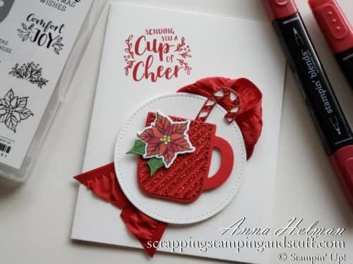 Adorable mug Christmas card using the Stampin Up Cup of Christmas stamp set - a mug stamp and die set!