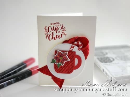 Adorable mug Christmas card using the Stampin Up Cup of Christmas stamp set - a mug stamp and die set!