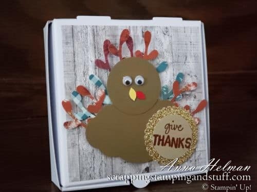 Cute DIY turkey treats Thanksgiving treat boxes! Make perfect table toppers, table decorations, or place cards! Turkey punch art