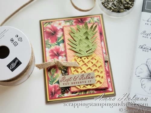 Stampin Up Mini Catalog sneak peeks! Stampin Up Tropical Oasis Suite and Timeless Tropical Card Idea - Pineapple Birthday Card