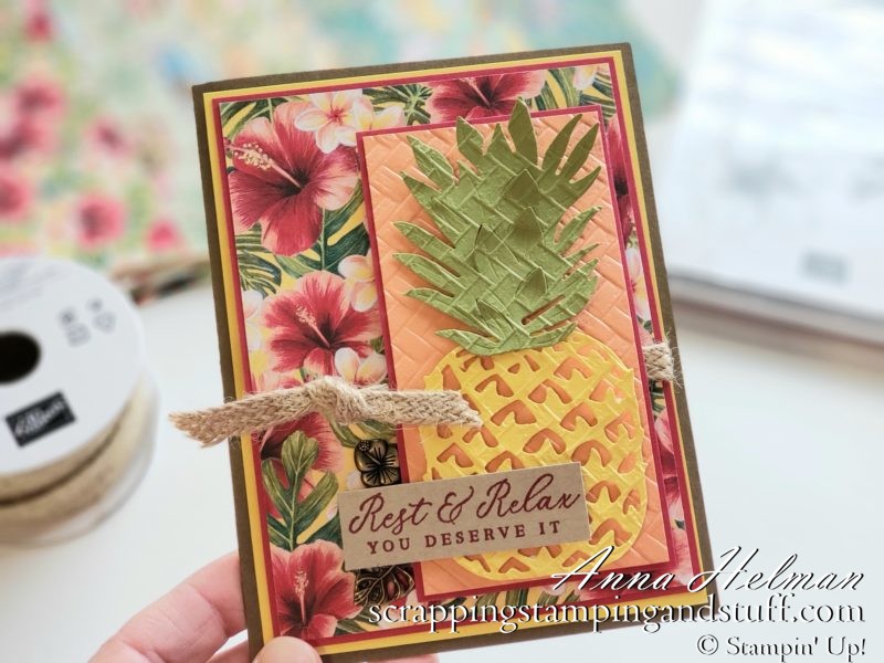 Stampin Up Mini Catalog sneak peeks! Stampin Up Tropical Oasis Suite and Timeless Tropical Card Idea - Pineapple Birthday Card
