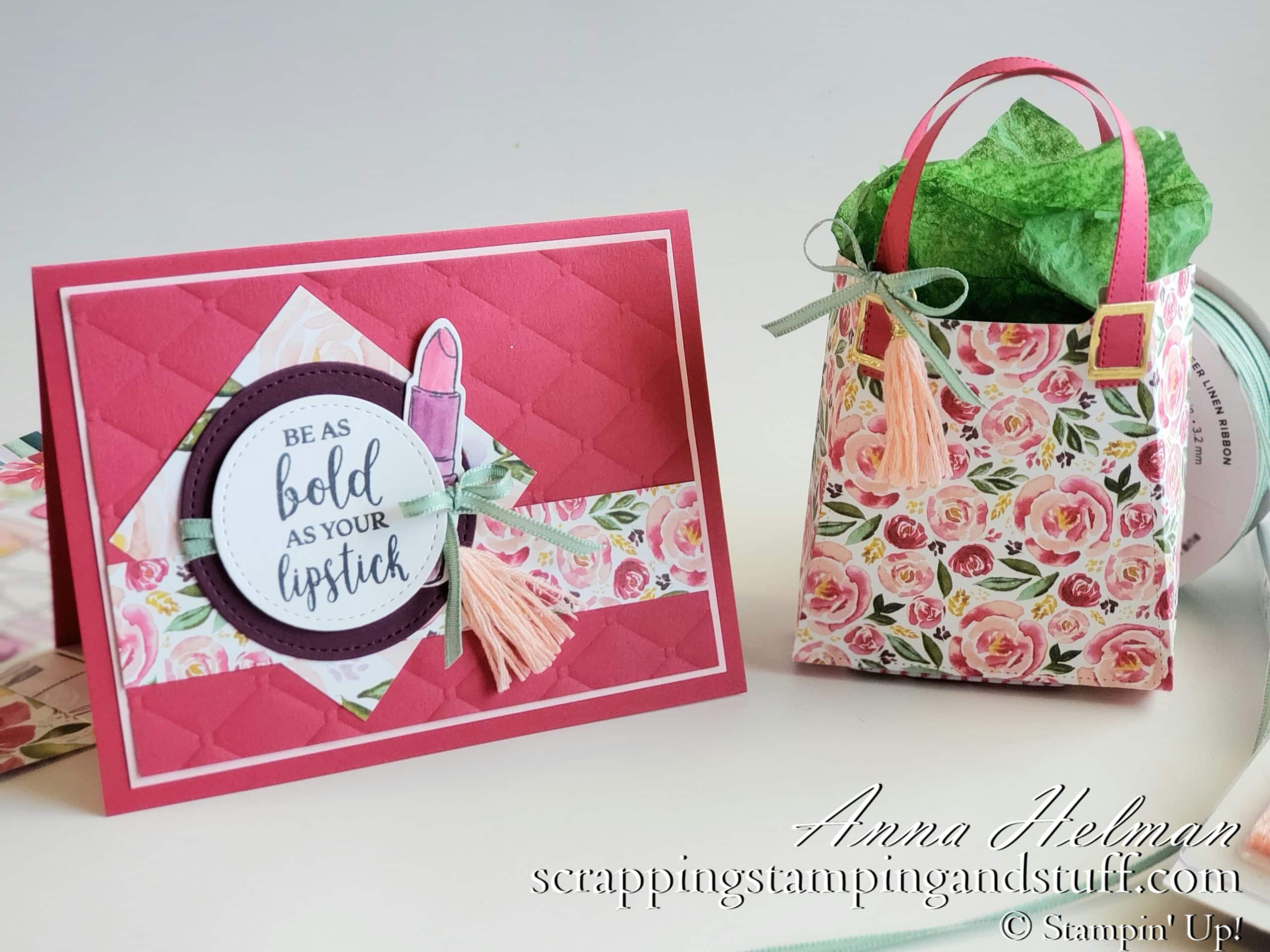 Stampin Up Dressed To Impress Card and Purse Gift Bag