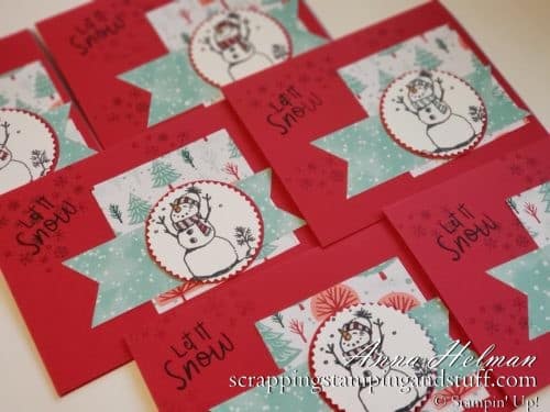 Adorable snowman card idea made using the Stampin Up Snowman Season stamp set