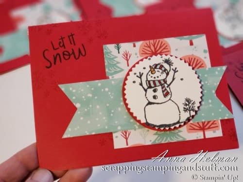 Adorable snowman card idea made using the Stampin Up Snowman Season stamp set