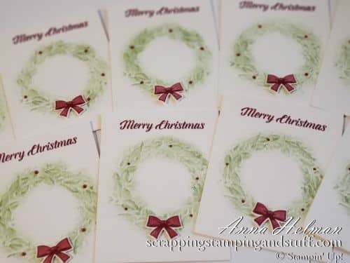 #simplestamping Christmas card idea using the Stampin Up Seasonal Wreath embossing folder