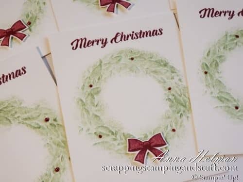 #simplestamping Christmas card idea using the Stampin Up Seasonal Wreath embossing folder