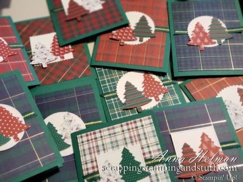 Wrapped in Plaid Christmas Card Using the Stampin Up Pine Tree Punch