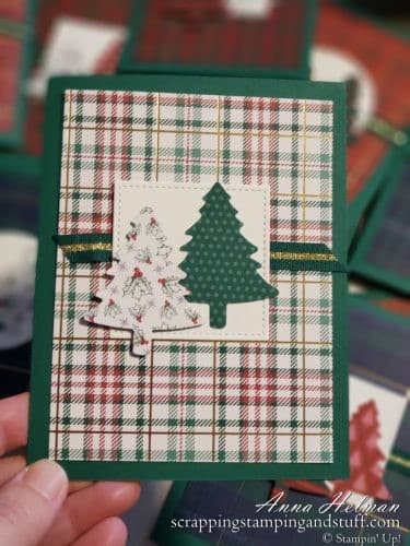 Wrapped in Plaid Christmas Card Using the Stampin Up Pine Tree Punch