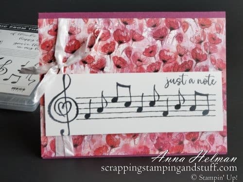 Music card idea made with the Stampin Up Music From the Heart music stamp set!