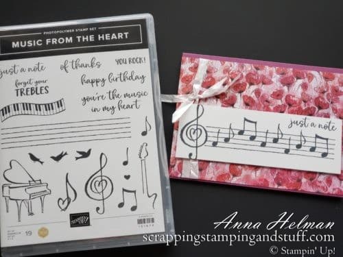 Music card idea made with the Stampin Up Music From the Heart music stamp set!