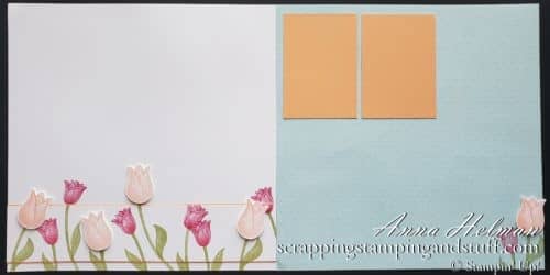Spring scrapbook page idea and layout using the Stampin Up Timeless Tulips stamp set and tulip punch!