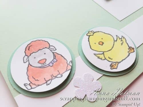 Adorable Baby Animals Stamp Set Scrapbook Page With Lamb, Chick, and Bunny Made With Stampin Up Welcome Easter Stamp Set